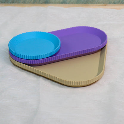 Organizer Schalen 3er Set | Ablage für Büro, Bad & Haushalt | Blau, Lila, Beige