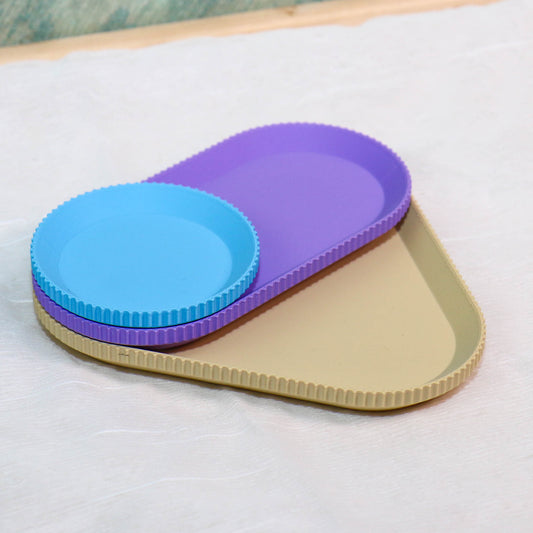 Organizer Schalen 3er Set | Ablage für Büro, Bad & Haushalt | Blau, Lila, Beige
